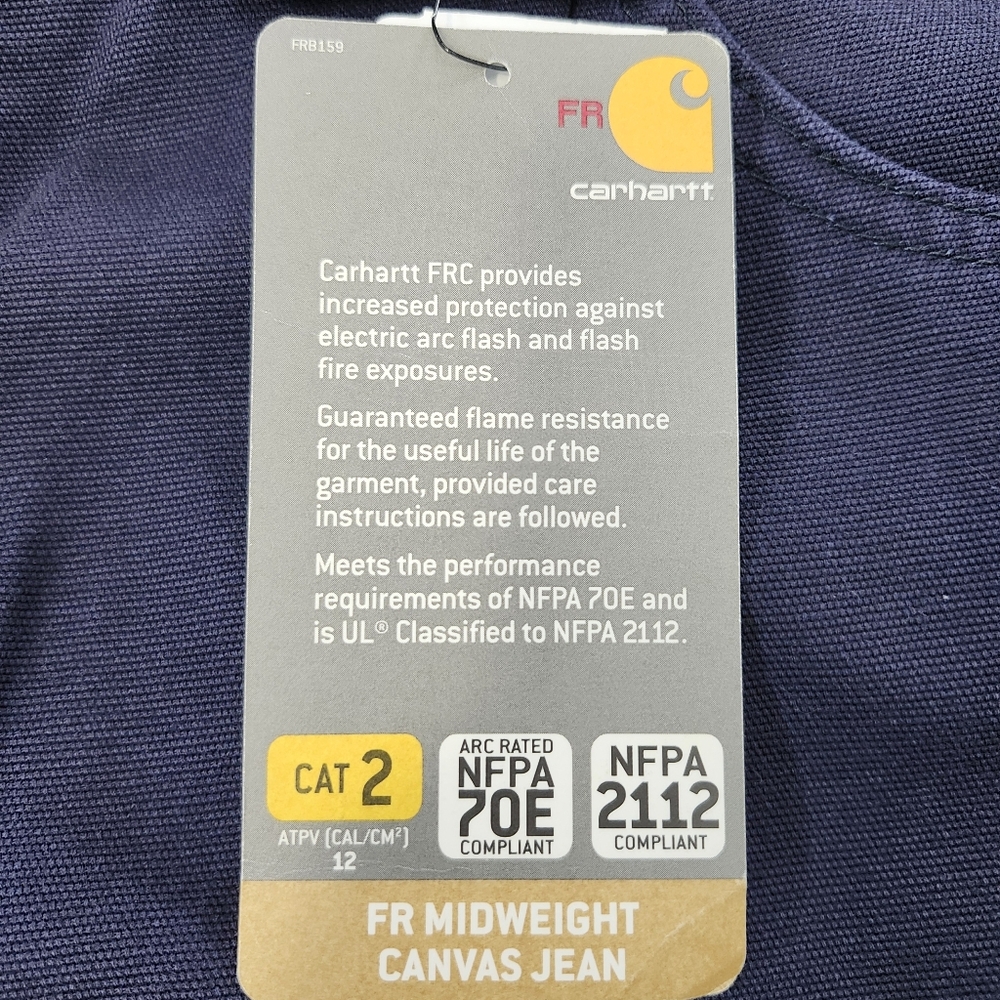 CARHARTT FR CAT Canvas Utility Work Pants Original Fit Navy Men's 38x30 NWT - Picture 9 of 16